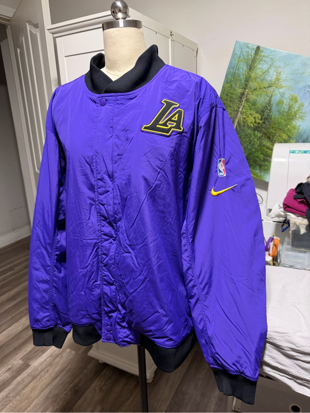 Nike LA Purple Varsity Bomber Jacket with Black Trim